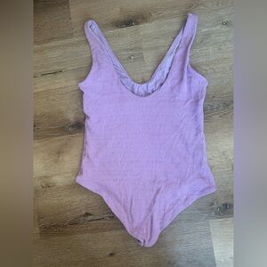 Faherty Lavender crinkle bathing suit